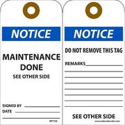Nmc Notice Maintenance Done See Other Side Tag, Pk25 RPT108G